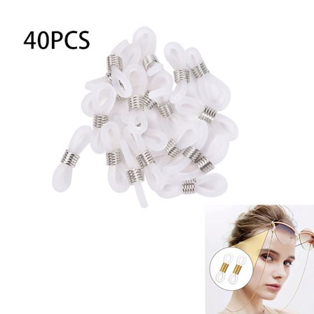 40 stk (Gjennomsiktig hvit + Hvit K Silikonring) Gummi Brillekjede