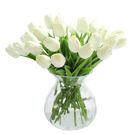 10 stk. PU Real Touch Latex Kunstige Tulipaner Falske Tulipaner Blomsterbuketter Blomsterarrangementer for Hjem Rom Bryllupsbukett Festdekor Hvit