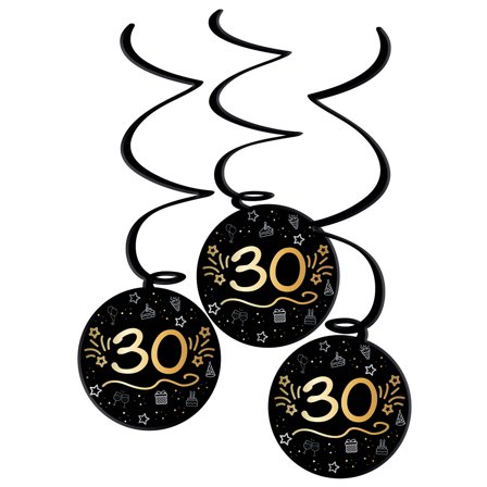 Hengende Dekorasjoner Svart 30 år 3-pakning