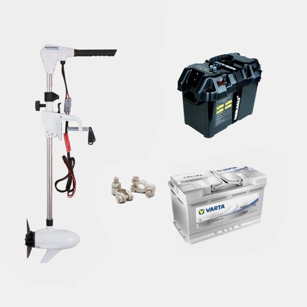 Electric outboard package Watersnake Advance Brushless 70, 36", 600 W, 91 cm adjustable shaft length, with AGM battery (80 Ah) + battery box + cable 