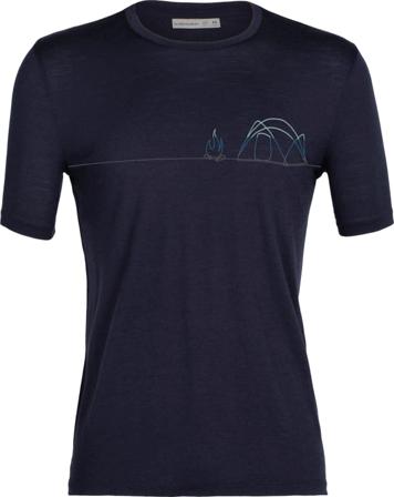 Icebreaker Men's Tech Lite II Short Sleeve Tee Single Line Camp Men short-sleeved sweaters Blue L