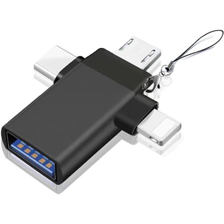 3 i 1 OTG-adapter, USB C til USB 3.0 hunnadapter, Lightning t