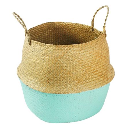 Hopfällbara förvaringskorgar Tvättstrån Patchwork Hem Seagrass Belly Trädgård Blomkruka Korg