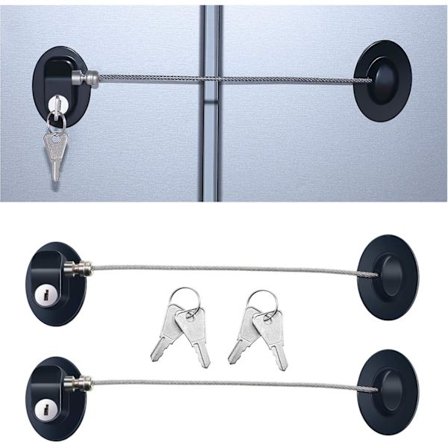 3-pack Kylskåpsdörrlås Starkt Självhäftande Lås Frysdörr Arkivskåp Lås Barnsäkerhet Skåplås med Nycklar (Svart)