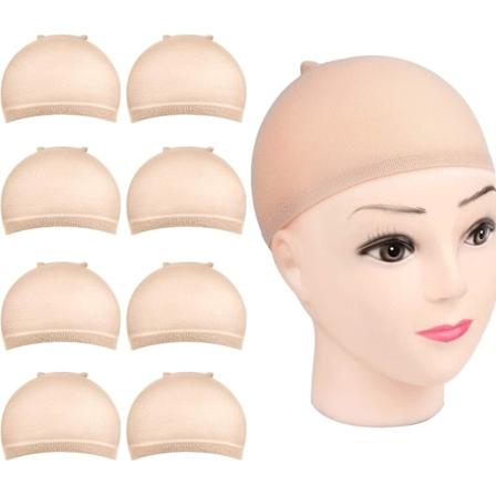 Perukhuva, 8 naturliga hudfärgade stretchiga nylonperukhuvor