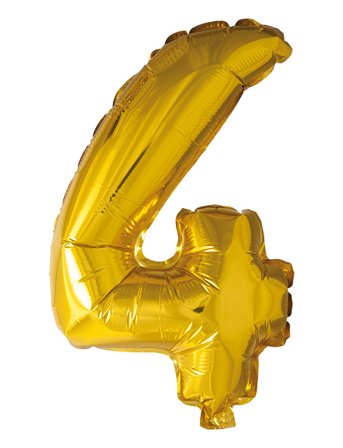 Joker Foil Balloon Number 4 Gold 86 Cm - Gold - 86 cm