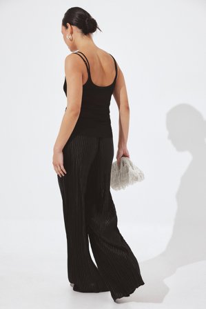 NA-KD weite Plissee-Hose - Weite Hosen - Schwarz - XL (EU 46)