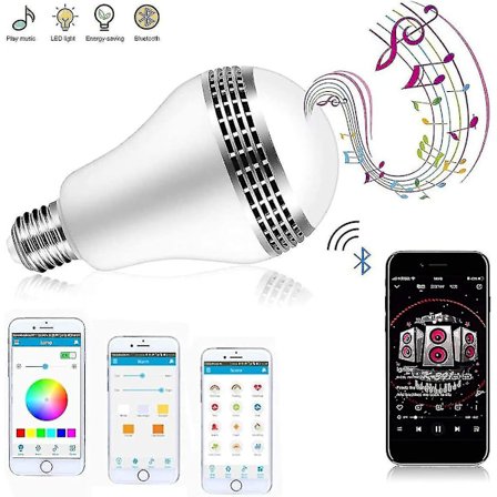 Smart Pære med Bluetooth Højttaler Trådløs Kontrol Lys Multi-farvet