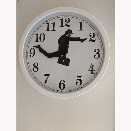 Comedy Inspired Department Fedtmule Walking Wall Clock Funny Walking Silent Silent Clock Home Decor ur til værelse, hvid