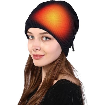 Elektrisk opvarmet hue-halstørklæde, 2 i 1 USB-opvarmet skull cap-halstørklæde vinterløb ski strikket hat hoved halsvarmer