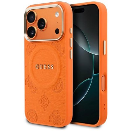 Guess Peony Hot Stamp MagSafe -kotelo 17 Pro - oranssi iPhone 17 Pro -malliin