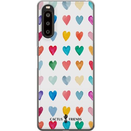 Yhteensopiva Puhelinkuori Sony Sony Xperia 10 II Cactus and Friends - Watercolor Love Grid