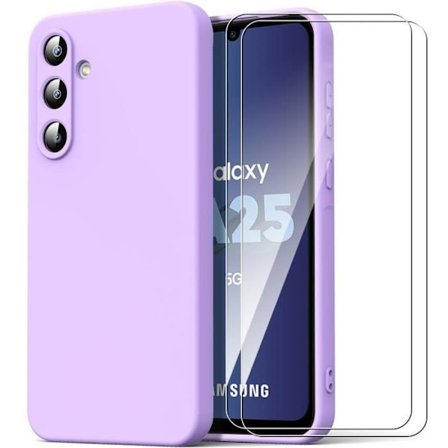 Coque - BOOLING - til Samsung Galaxy A25 5G - Silkeskind Lilla Mat - Anti-Ridser - 2 Hærdet glas