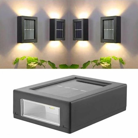 2-pack Solarlampa för Fasad, Vägg, Trappor | Utomhusfasadbelysning Solar Svart svart