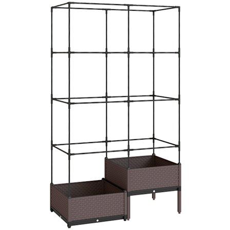 Korotettu puutarhapenkki säleiköllä, salaojitus, 100x50x174 cm