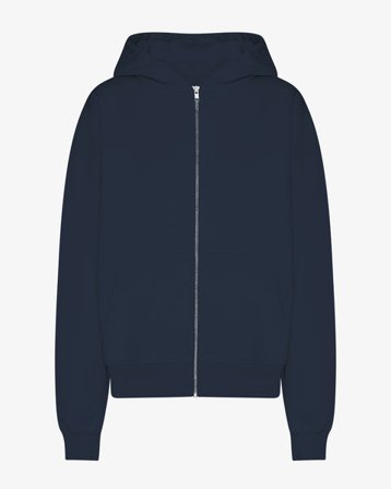 Organic Oversized Zip Hood - Navy Blue - Female - M