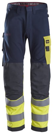 Snickers Workwear 6376 ProtecWork Arbeidsbukse marineblå/varsel, gul C150, Klær