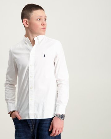 Polo Ralph Lauren Slim Fit Cotton Oxford Shirt Biały Koszule Chłopiec - Kids Brand Store