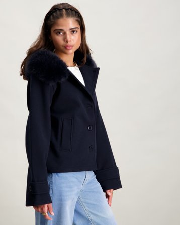 Gina Tricot Young Y fur felt jacket Bleu Vestes Fille - Kids Brand Store