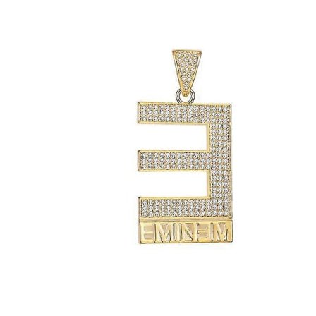 Halsband, Mikro-pavé Cubic Zirconia Iced Out Bling Guld Färg Berömd Hip Hop Rapper Eminem Bokstav E Hängen Halsband För Män Smycken
