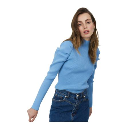 Silvian Heach Slim ribbed sweater Blå, Dame