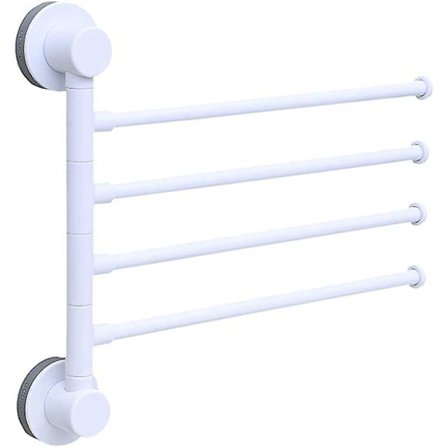 4-armad väggmonterad svängbar handdukshängare, vikbar handdukshängare, 180° roterande handdukstork för badrum kök (grå)