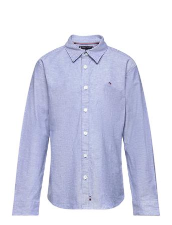 Flag Oxford Shirt L/S Tops Shirts Long-sleeved Shirts Blue Tommy Hilfiger