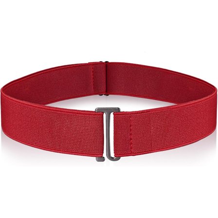 Usynlige bælter til kvinder, elastisk strækbælte justerbart med fladt spænde, ingen synlige taljebælter til jeans, bukser og kjoler Rød