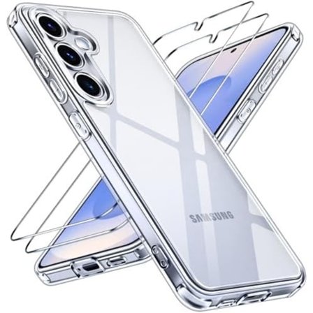 3-in-1 silkonfodral med 2 st skärmskydd för Samsung S25 plus