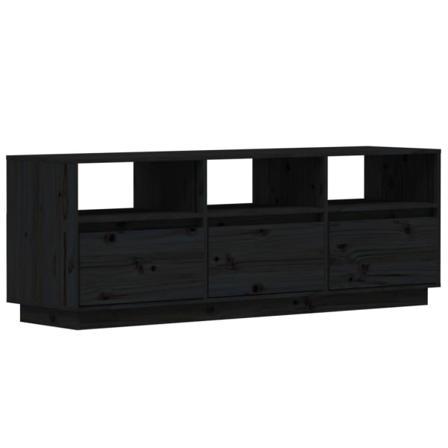 Vidaxl Tv-bänk Svart 140x37x50 Cm Massiv Furu Svart