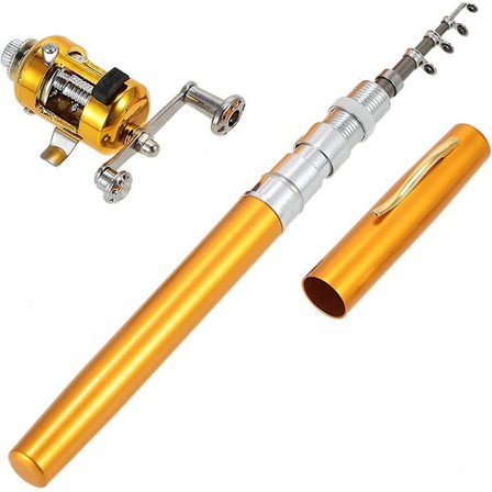 Pen Fiskespind, 38 Tommer Mini Teleskopisk Lomme Fiskespind Og Hjul Kombination Rejse Fiskespind