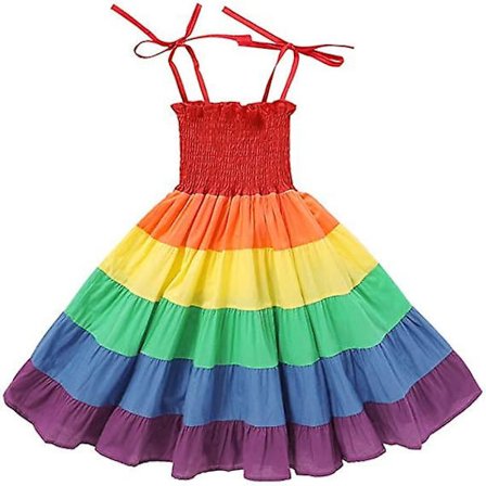 Piger Regnbue Kjole Småbørn Prinsesse Ærmeløs Halter Strand