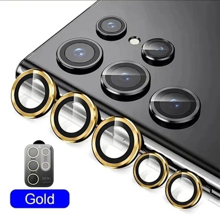 HD Metallring Härdat Glas Kameralinsskydd Flim kompatibel Samsung S25 FE Edge S24/23 Ultra Plus Anti-repskydd