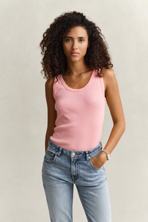 GANT Damen Geripptes Tanktop (L) Rosa