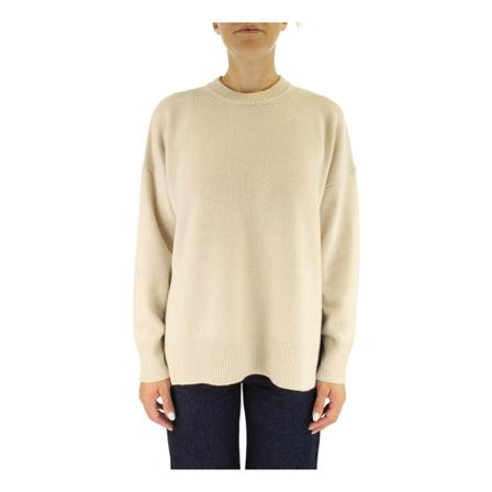 Roberto Collina, Round-neck Knitwear Beige, Dames, Maat:S