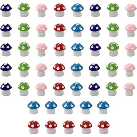 50 stk Mini Farge Sopp Hagedekor - Mini Soppfigurer i Resin, Landskapsdekorasjoner for Hjemmehage Miniatyr Mosselandskapsdekorasjon