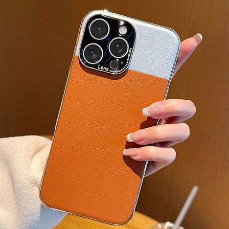 iPhone 16 Pro -kotelo, Desert Silver Moon, galvanoidulla kultauksella, PC+PU-nahkainen puhelimen takakuori