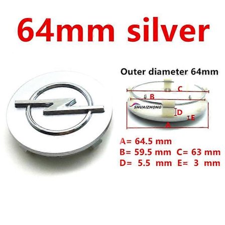 4 stk. Opel 56mm 59mm 60mm 64mm 68mm Bil Hjul Center Nav Kapsler Sort Sølv Fælge Dækker Auto Logo Badge Emblem Dele Tilbehør