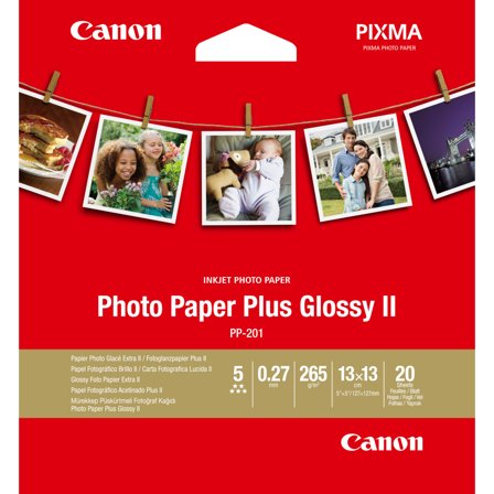 Canon Photo Paper Plus Glossy II PP-201 - fotopapir - høyblank - 20 ark - 130 x 130 mm - 265 g/m²