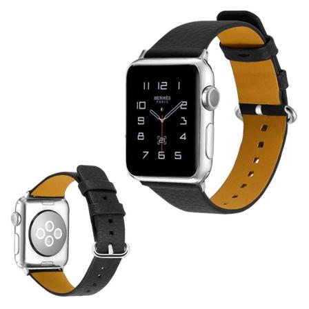 Apple Watch Series 3/2/1 42mm litchi tekstuurinen kellonauha - Musta Black