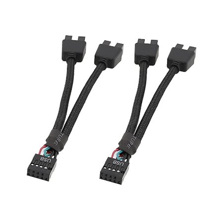 2 kpl Tietokoneen Emolevyn USB-jatkokaapeli 9-nastainen 1 naaras 2 uros Y-jakaja Äänen HD-jatkokaapeli PC DIY:lle