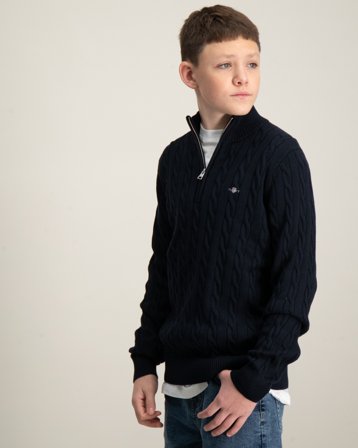 GANT COTTON CABLE HALF ZIP Blå Genser Gutt - Kids Brand Store