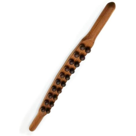 Guasha skrabepind i træ til massage af ryg og talje - lindrer ømme muskler, stimulerer kroppens meridianer - 20 perler