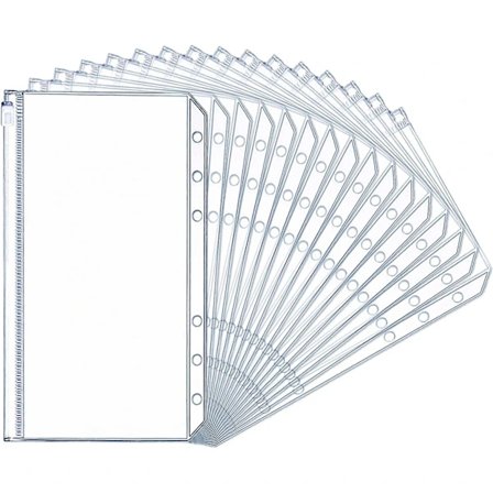 32 stk. A6 Ringbindslommer Plastlomme med lynlås A5 Budgetkuverter 6 Huller Lynlåslomme Ringbindslommer Til Dokumenter Kontanter Kreditkort Fotos 