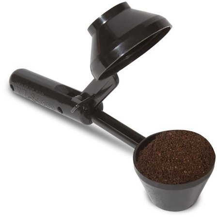 Kaffeböna- och kaffesumpgripare och tratt för återanvändbara K-Cup-kaffekoppar, 2 matskedar kapacitet, svart, 2-pack