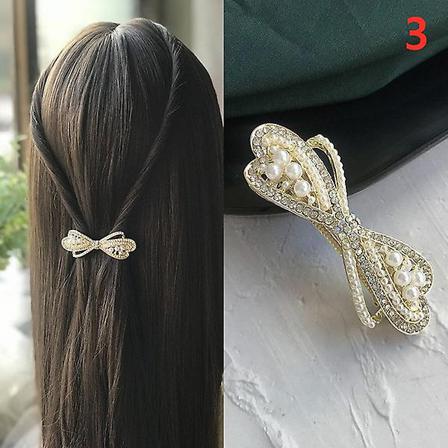 Rhinestone Alloy Hårnål Sido Bangs Clip Pearl Bow Feather Sprin