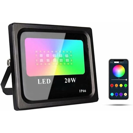 20W RGB LED-valonheitin sisä- ja ulkokäyttöön APP-ohjauksella, lämpimät ja viileät valot IP66 YYV
