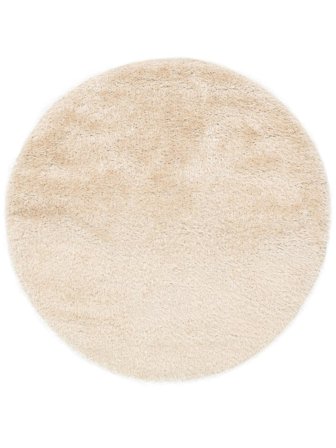 Shaggy Rug Plain (Single Colored) Luxe Shaggy Cream Beige Round Small Oeko-Tex
