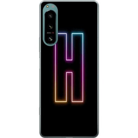Kompatibel Mobilcover til Sony Sony Xperia 5 IV Minimalistisk neonbogstav H i farveskiftende lys mod sort baggrund med moderne typografisk følelse