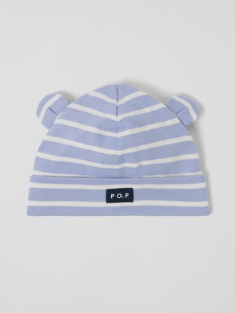 Mütze mit Ohren, gestreift - 36|38 - kinderbekleidung - purple - Polarn O. Pyret